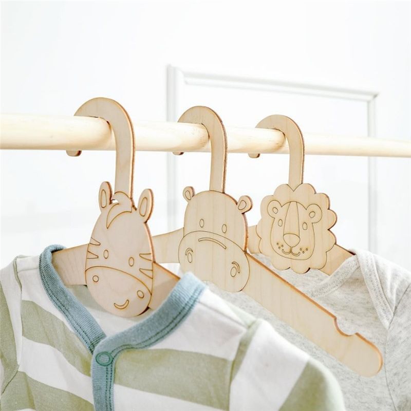 ABVT-20PCS Cute Wooden Clothes - Baby Clothing Hanging Rack ulasan dan harga